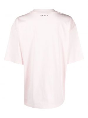 T-shirt avec imprimé slogan en coton à imprimé Marni rose
