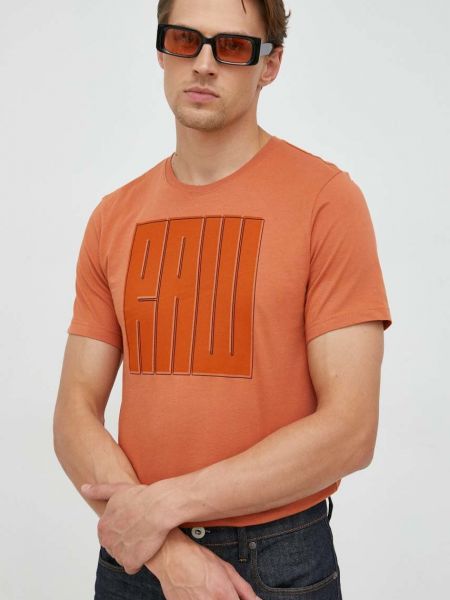 Със звездички тениска с дълъг ръкав с принт G-star Raw оранжево