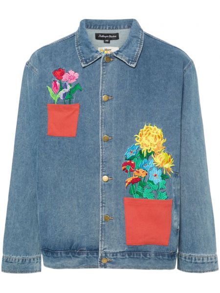 Džinsa jaka ar ziediem Kidsuper zils