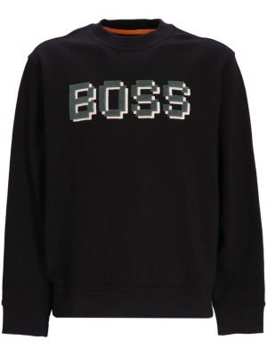 Jersey sweatshirt aus baumwoll mit print Boss schwarz
