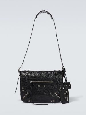 Δερμάτινη τσάντα χιαστί Balenciaga μαύρο