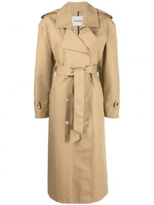 Oversized dlouhý kabát z nylonu s dlouhými rukávy Nanushka - béžová