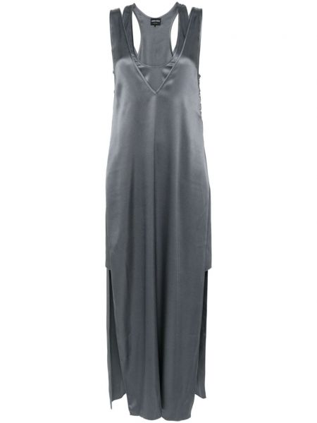 Hedvábné dlouhé šaty Giorgio Armani šedé
