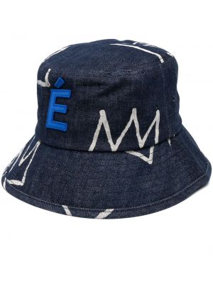 Niebieska czapka bawełniana z nadrukiem Etudes