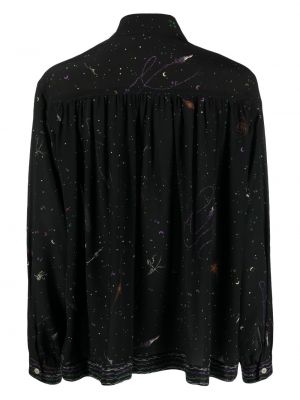 Jedwabna koszula z nadrukiem Alysi czarna