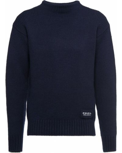 Džemper od kašmira s lađastim izrezom Prada plava