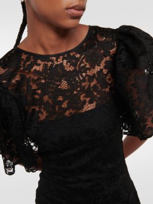 Asimetrična midi haljina s čipkom Alessandra Rich crna