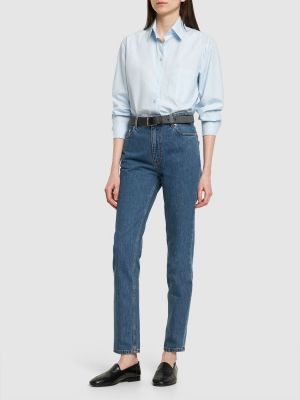 High waist jeans aus baumwoll Burberry blau