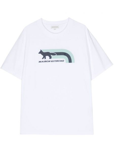 T-shirt aus baumwoll mit print Maison Kitsuné