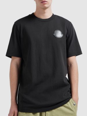 Bavlněné tričko jersey Moncler černé