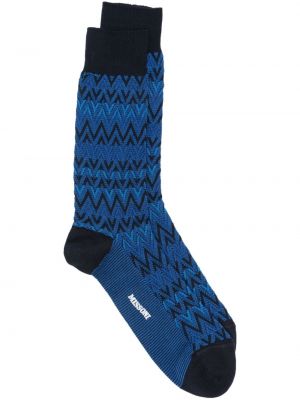 Плетени вълнени чорапи Missoni синьо