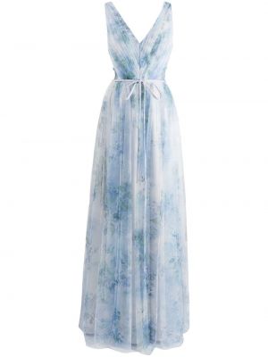 Robe de soirée à fleurs en tulle Marchesa Notte Bridesmaids bleu