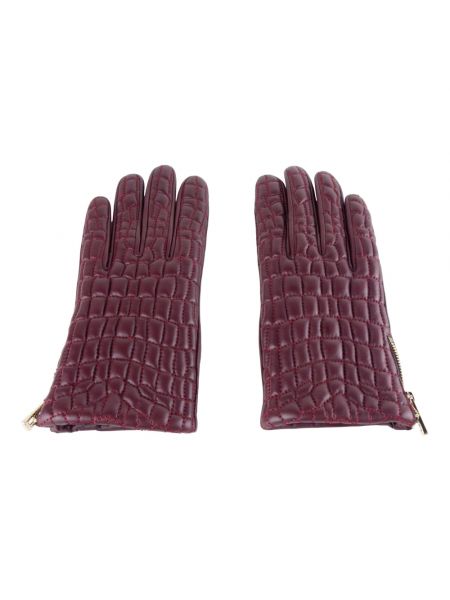 Rękawiczki skórzane Cavalli Class czerwone