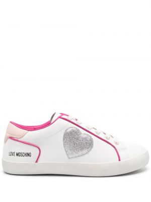 Szív mintás bőr sneakers Love Moschino fehér
