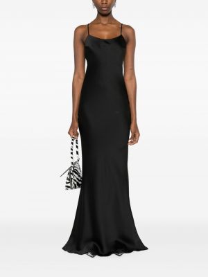 Robe de soirée en satin col rond The Andamane noir