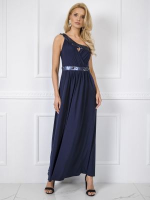 Dlouhé šaty s aplikacemi Fashionhunters modré