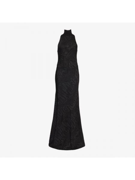 Длинное платье с высоким воротником с абстрактным узором Alaïa