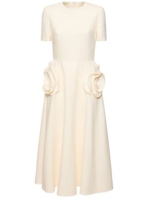 Jedwabna sukienka midi wełniana z krepy Valentino różowa