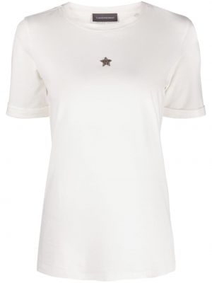 Със звездички памучна тениска с принт Lorena Antoniazzi бяло