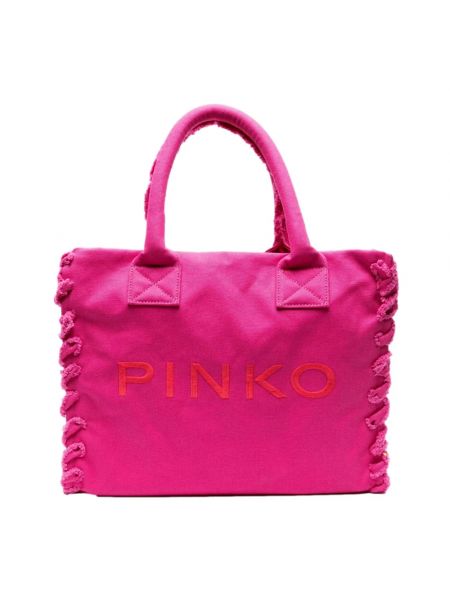 Shopperka bawełniana Pinko różowa