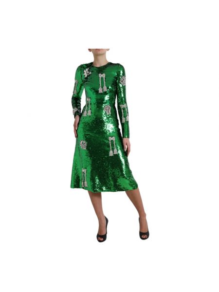 Sukienka midi z cekinami Dolce And Gabbana zielona
