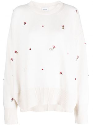 Květinový kašmírový svetr s výšivkou Barrie bílý