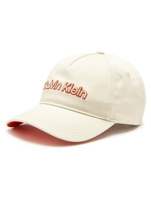 Siuvinėtas siuvinėtas kepurė su snapeliu Calvin Klein smėlinė