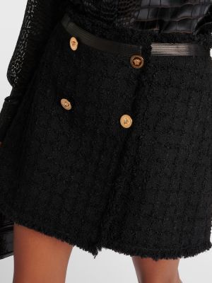 Tvídové mini sukně Versace černé