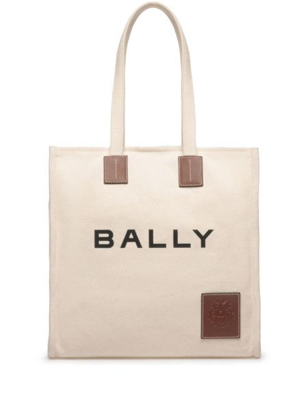 Shopper kabelka s potiskem Bally bílá