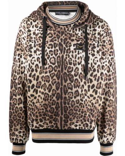 Sudadera con capucha leopardo Dolce & Gabbana marrón