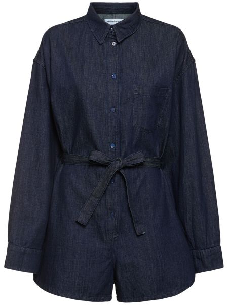 Denim jumpsuit i bomull The Frankie Shop blå