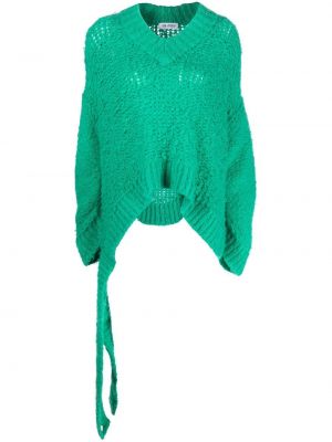 Pull en tricot à col v ajouré The Attico vert