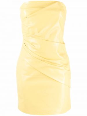 Viskózové kožené šaty na zip Manokhi - žlutá