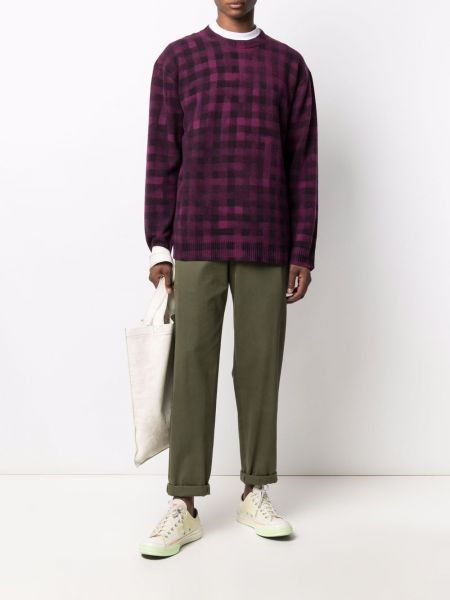 Rūtainas vilnas džemperis ar apdruku Kenzo violets