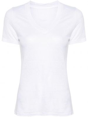 Lininis marškinėliai v formos iškirpte 120% Lino balta