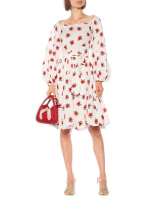 Bombažna midi obleka s cvetličnim vzorcem Caroline Constas bela