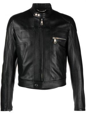Ādas jaka ar rāvējslēdzēju Dolce & Gabbana melns