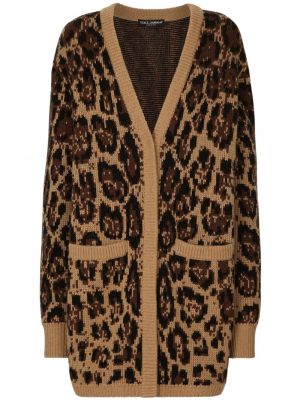 Kardigan s potiskom z leopardjim vzorcem z v-izrezom Dolce & Gabbana