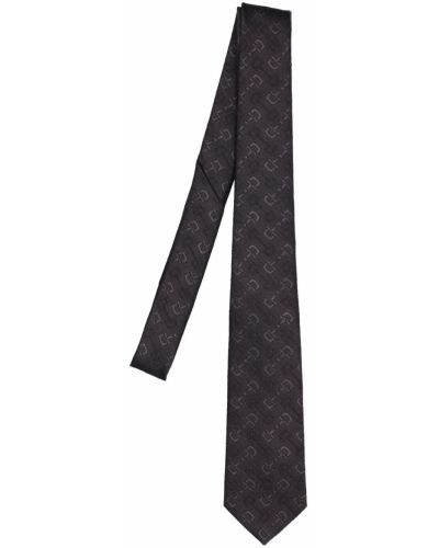 Cravată de lână de mătase cu dungi Gucci negru