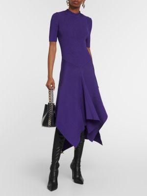 Sukienka midi z dżerseju asymetryczna Stella Mccartney fioletowa