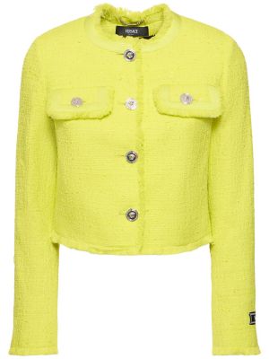 Chaqueta de algodón de tweed Versace amarillo