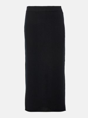Falda midi ajustada de cachemir con estampado de cachemira Jardin Des Orangers negro