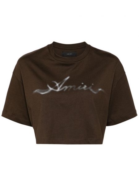 Raštuotas medvilninis marškinėliai Amiri ruda
