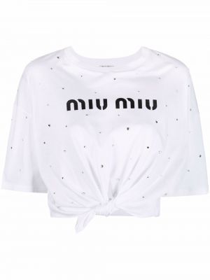 Camiseta con lazo Miu Miu blanco