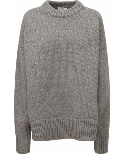 Кашмирен вълнен пуловер The Row сиво