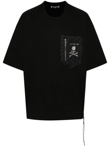Bavlněné tričko s výšivkou Mastermind Japan černé