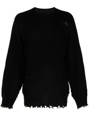 Пуловер с протрити краища с кръгло деколте Izzue черно