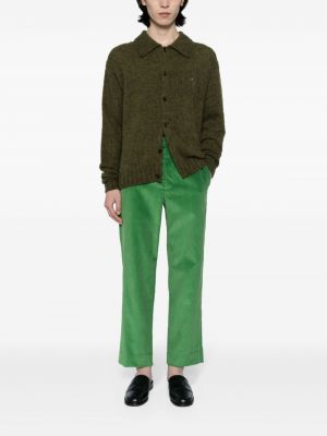 Proste spodnie sztruksowe bawełniane Bode zielone