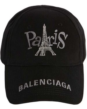 Czapka z haftem bawełniana Balenciaga, сzarny