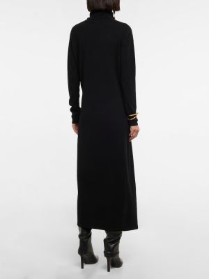 Kašmírové midi šaty Saint Laurent čierna